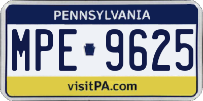 PA license plate MPE9625