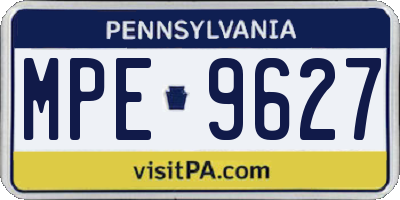 PA license plate MPE9627