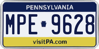 PA license plate MPE9628