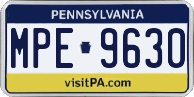 PA license plate MPE9630