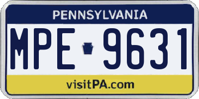 PA license plate MPE9631