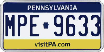 PA license plate MPE9633
