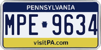 PA license plate MPE9634