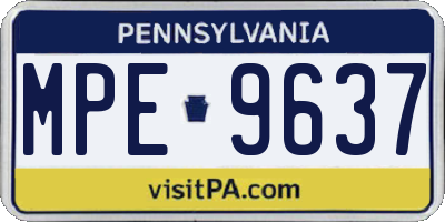 PA license plate MPE9637