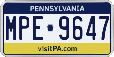 PA license plate MPE9647