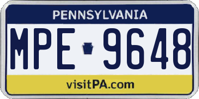 PA license plate MPE9648
