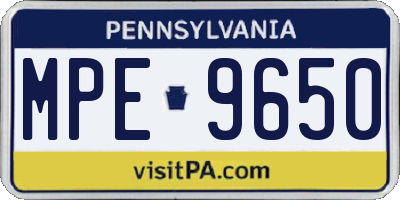 PA license plate MPE9650