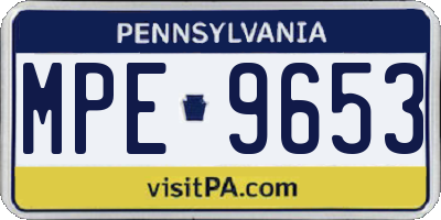 PA license plate MPE9653
