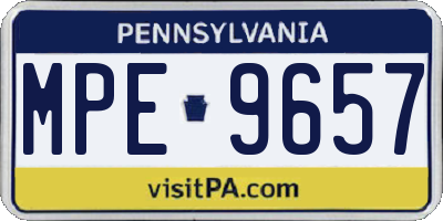 PA license plate MPE9657