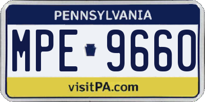 PA license plate MPE9660