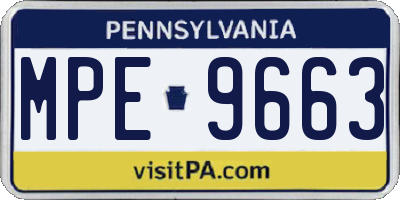 PA license plate MPE9663