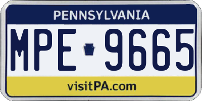 PA license plate MPE9665