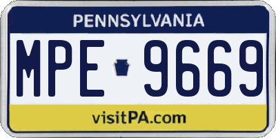 PA license plate MPE9669