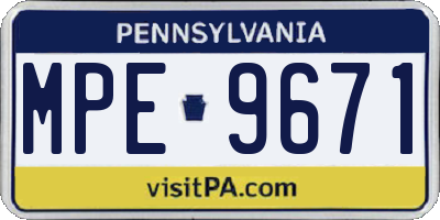PA license plate MPE9671