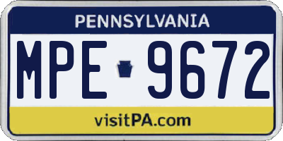 PA license plate MPE9672