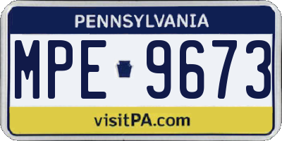 PA license plate MPE9673