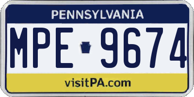 PA license plate MPE9674