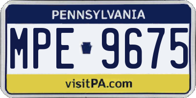 PA license plate MPE9675