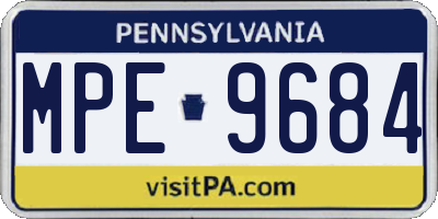 PA license plate MPE9684