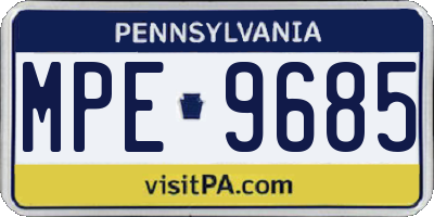 PA license plate MPE9685