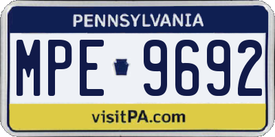 PA license plate MPE9692