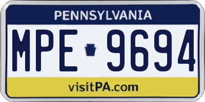 PA license plate MPE9694