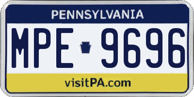 PA license plate MPE9696