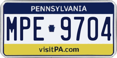 PA license plate MPE9704