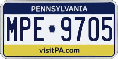 PA license plate MPE9705