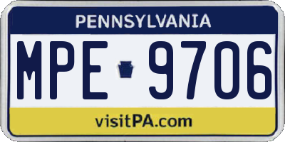 PA license plate MPE9706