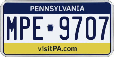 PA license plate MPE9707
