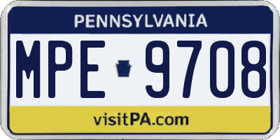 PA license plate MPE9708