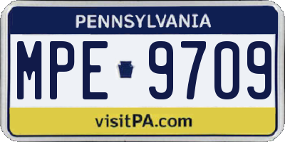 PA license plate MPE9709