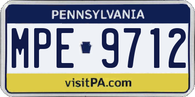 PA license plate MPE9712