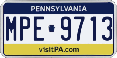 PA license plate MPE9713