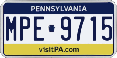 PA license plate MPE9715