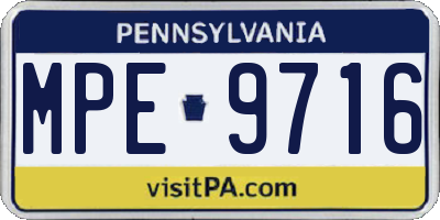 PA license plate MPE9716