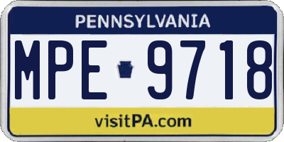 PA license plate MPE9718
