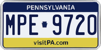 PA license plate MPE9720