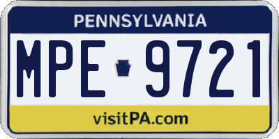PA license plate MPE9721