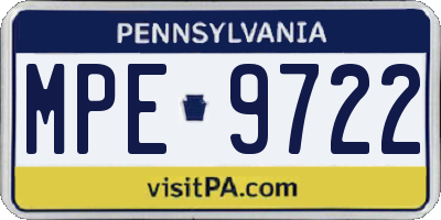 PA license plate MPE9722