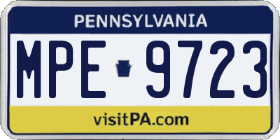 PA license plate MPE9723
