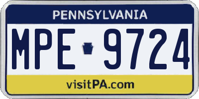 PA license plate MPE9724