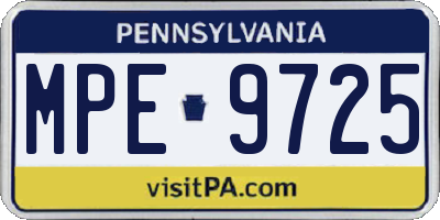 PA license plate MPE9725