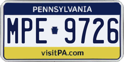 PA license plate MPE9726