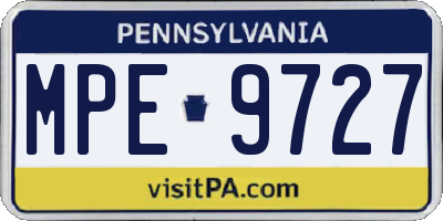 PA license plate MPE9727