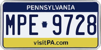 PA license plate MPE9728
