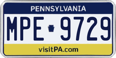 PA license plate MPE9729