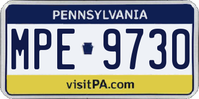 PA license plate MPE9730