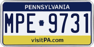 PA license plate MPE9731